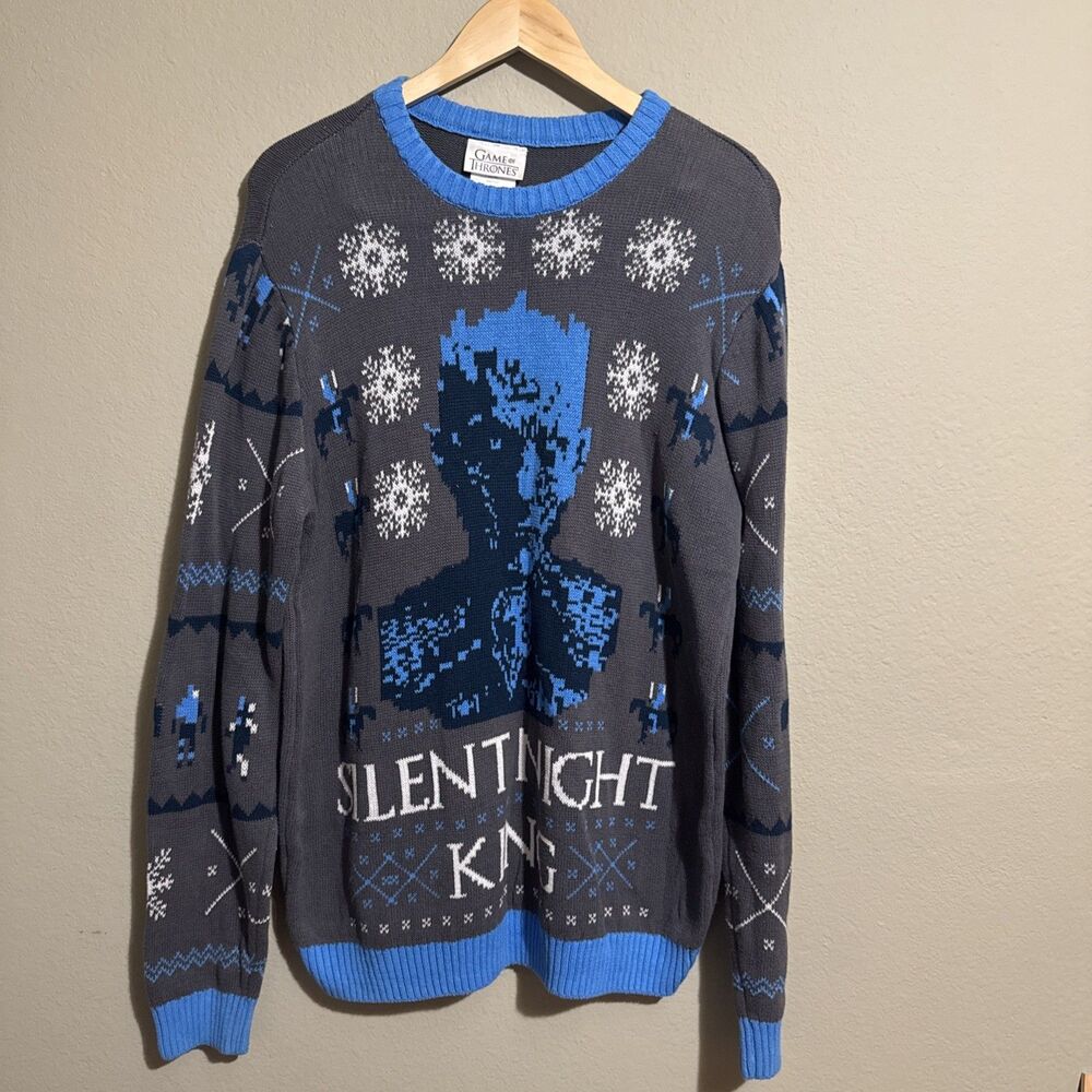 GAME OF THRONES Ugly Christmas Sweater Silent Night King HBO Series Medium M